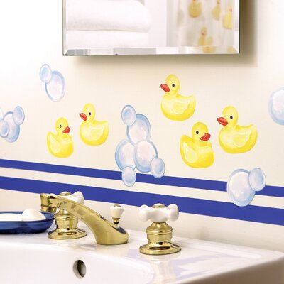 Wallies Duckies Wall Decal Duck Bedroom, Rubber Ducky Bathroom, Ducky Bathroom, House Duck, Minimal Bathroom Ideas, Animal Themed Bedroom, Rubber Duck Bathroom, Frog Bathroom, Duck Bathroom