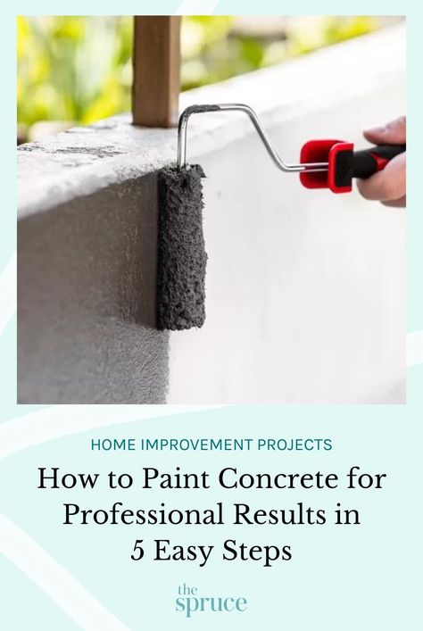 Painting concrete isn't as straightforward as painting drywall, but learning how to paint concrete can help give your concrete wall or patio a new lease on life. #easyhomeimprovementprojects #curbappealideas #fallhomeprojects #diyhomeprojects #paintinghacks #homedecorideas #remodeltips #renovationideas #thespruce How To Paint Concrete Walls, Concrete Paint Ideas, Concrete Walls Interior, Best Concrete Paint, Painting Concrete Walls, Concrete Garden Edging, Painting Drywall, How To Paint Concrete, Concrete Sealant