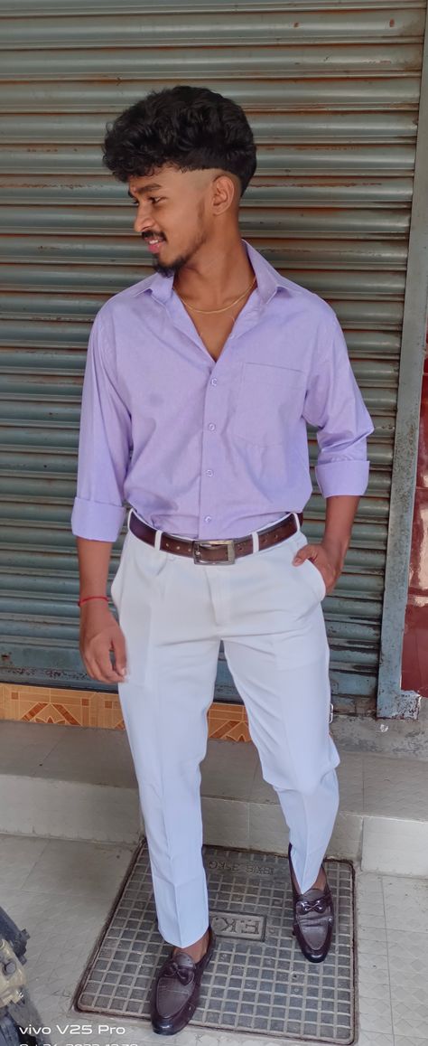 Lavender Shirts For Men, Purple And White Outfit Men, Pastel Outfit Men Formal, Lavender Mens Outfit, Purple Formal Outfit For Men, Light Purple Suits For Men, Lilac Shirt Outfit Men, Purple Dress Shirt Men Outfits, Violet Shirt Outfit Men