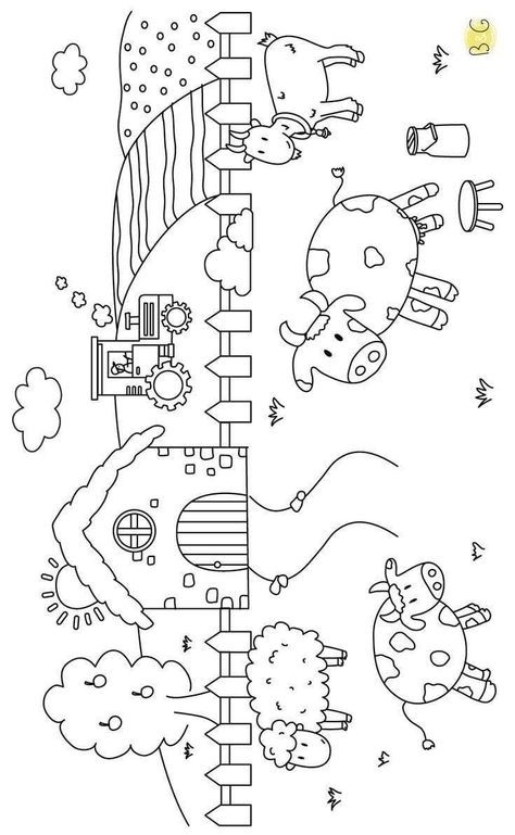 Farm Animals Coloring Pages, Kids Printable Coloring Pages, Farm Coloring Pages, Animals Coloring Pages, Free Kids Coloring Pages, Kindergarten Coloring Pages, Farm Animal Coloring Pages, Preschool Coloring Pages, Animals Coloring