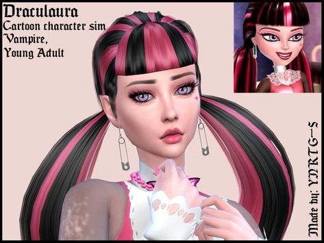 Sims 4 Melanie Martinez Cc, Sims 4 Monster High Cc, Draculaura Halloween, Monster High Makeup, Sims 4 Sims, Pelo Sims, Sims 5, High Hair, Free Sims