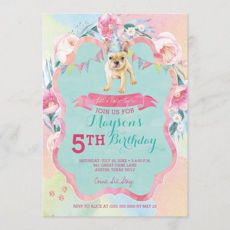 Puppy Party Invitations, Puppy Dog Birthday Party, Bowling Birthday Party Invitations, Puppy Invitations, Birthday Party Essentials, Bowling Birthday Party, Dog Girl, Girl Birthday Party Invitations, Dog Birthday Party