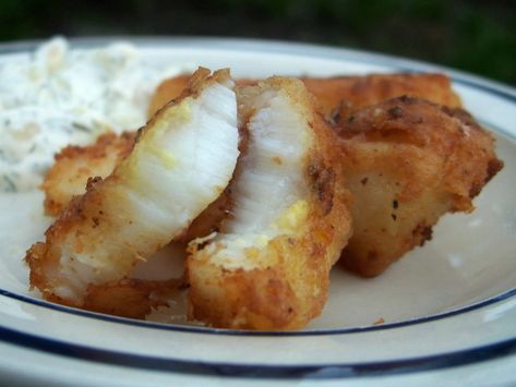 This is by far the BEST fried halibut I have EVER had! (That really says a lot being from Alaska you know hehe).  Simple and delicious with a secret ingredient that will knock your socks off! Even my kids like it and they do not like fish at all.  I find the perfect meal with this fish is sticky rice and creamed corn, but you decide for yourself! Halibut Recipes Fried, Fried Halibut Recipes, Air Fried Halibut, Fried Halibut Sandwich, Halibut Pan Fried, Hp Sauce, Halibut Recipes, How To Cook Fish, Fried Fish