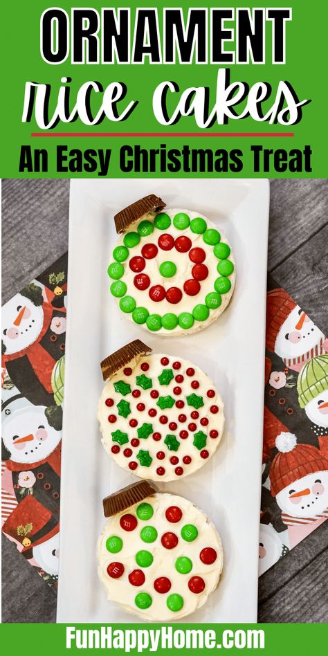 Looking for easy Christmas treats that will delight your kids? You're going to love these Christmas Ornament Rice Cakes. They're easy to make and so fun! Christmas Desserts For Kids, Christmas Treat Recipes, Thrifty Christmas, Christmas Desserts Kids, Desserts For Kids, Chocolate Cone, Christmas Tips, Happy Eating, Christmas Food Treats