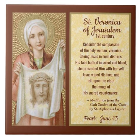 St Veronica, Female Saints, Psalm 122, Catholic Beliefs, Stations Of The Cross, 1st Century, Patron Saints, Religious Gifts, Ceramic Tile