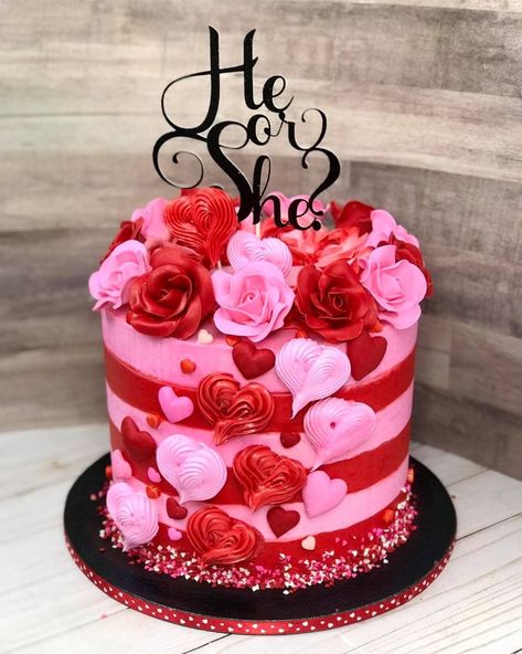 Red And Pink Gender Reveal, Valentines Gender Reveal Ideas For Party, Valentine’s Day Gender Reveal Party, February Gender Reveal, Valentines Gender Reveal, Themed Gender Reveal, Gender Reveal Ideas, Gender Reveal Decorations, Gender Reveal Cake