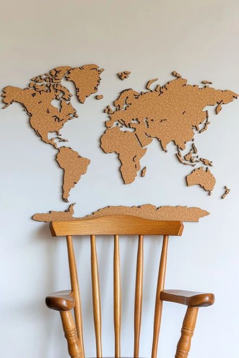 "Track your adventures in style with a DIY Cork Board World Map! 🌍📍 This project is great for creating a personalized and functional piece of wall art. 🌟✨ #TravelArt #CorkBoardIdeas #DIYHomeDecor" Map Cork Board, Rum Inspiration, Diy Cork Board, Diy Cork, Cork Board, Creative Projects, Travel Art, World Map, In Style