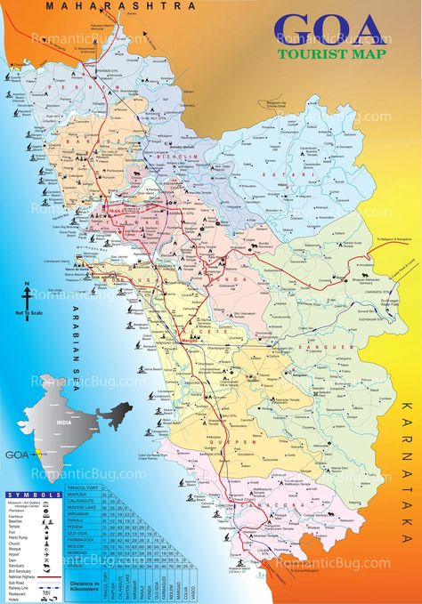 Complete Tourist Map of Goa. Big Size Map of Goa with all the tourist places in Goa like waterfalls, beaches, wildlife, hotels, temples, churches, museums, transports and much more. Goa Map, Goa Trip, Trip Journal, Travel India Beautiful Places, Goa Travel, India Travel Places, India Trip, Geography Map, India Map