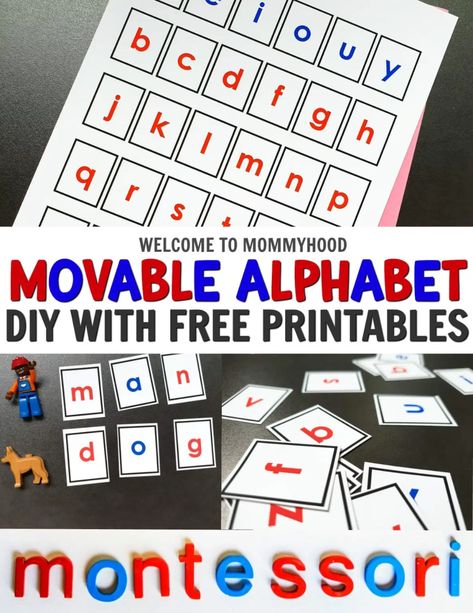 DIY Montessori Movable Alphabet Letters and Free Printable Diy Sandpaper Letters, Montessori Alphabet, Sandpaper Letters, Letters Printable, Montessori Color, Diy Montessori, Made Up Words, Alphabet Templates, Pre Writing Activities