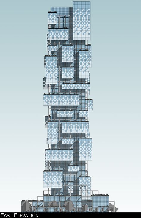 East elevation rendering showing alternative pattern with smart glass Elevation Design, Interior Architecture Sketch, Smart Building, Office Building Architecture, Interior Design Renderings, Interior Architecture Drawing, Residential Building Design, Genius Loci, Mix Use Building