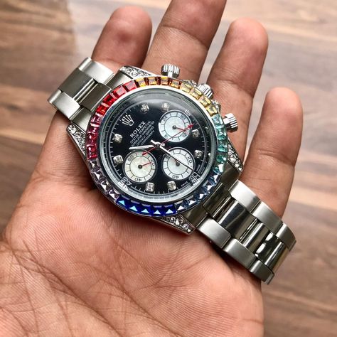 Rolex Daytona Rainbow, Tool Watch, Watches Rolex, Watches Luxury, Expensive Watches, Rolex Men, Dope Jewelry, Oyster Perpetual, Rolex Daytona