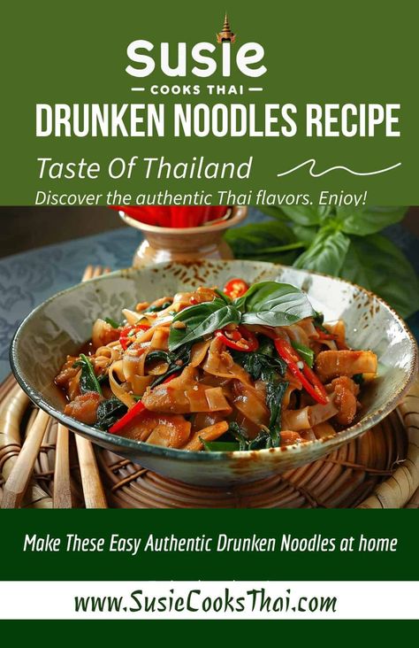 🌶️✨ Dive into flavor with Easy Authentic Drunken Noodles (Pad Kee Mao)! 🍜🥢 This spicy, satisfying dish is perfect for any craving. Check out the recipe— #PadKeeMao #ThaiFoodLove Pad Kee Mao Recipe Authentic, Pad Kee Mao Recipe, Thai Bird Chili, Wide Noodles, Pad Kee Mao, Spicy Thai Noodles, Spice Tray, Rice Noodles Stir Fry, Thai Spices