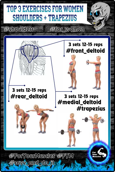 Great training for your shoulders + trapezius. #FYM #ForYourMuscles #save_and_do_it #deltoid #shoulders #bodybuilding #fitness #workout #training #front_deltoid #rear_deltoid #medial_deltoid #trapezius Rear Deltoid Exercises Dumbell, Front Deltoid Exercises, Deltoid Workout Women, Deltoids Workout, Rear Deltoid Exercises, Rhomboid Exercises, Deltoid Exercises, Trapezius Workout, Trap Workout