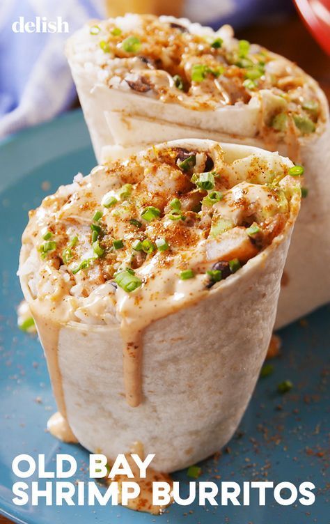 Shrimp Burritos, Shrimp Burrito, Old Bay Shrimp, Best Seafood Recipes, Burritos Recipe, Grilled Seafood, Pescatarian Recipes, Shrimp Dishes, Old Bay