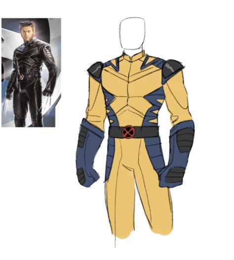 Wolverine Character Sheet, Xmen Uniform Design, Hellboy Redesign, Father And Son Pose Reference Drawing, Brawler Pose Reference, Wolverine Suit Concept Art, Wolverine Design, X Men Oc Character Design, Wolverine Concept Art