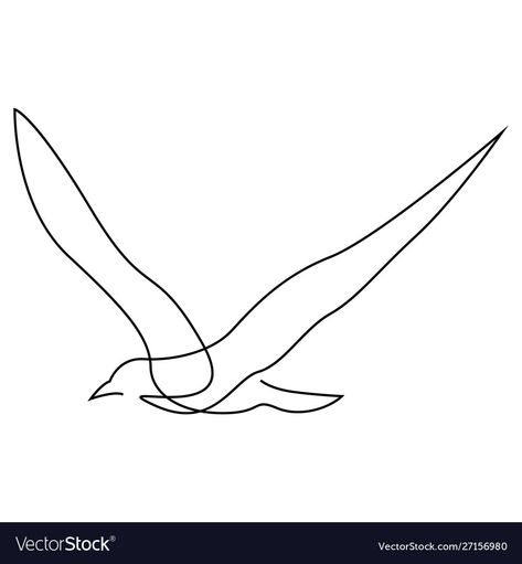 Seagull Line Drawing, Seagull Tattoo, Seagulls Flying, Minimalism Style, Design Silhouette, Wire Jewellery, Pencil Sketches, Abstract Tattoo, Drawing Challenge