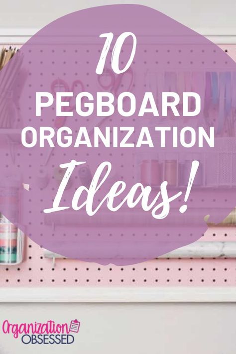 Pegboards are not just for garages anymore! Pegboards are endlessly useful and can help you solve just about any of your organization problems. Check out these 10 genius organization ideas for using a pegboard. #organizationideas #homeorganization #pegboardideas #pegboardorganization #pegboardstorage #pegboarddisplay Pegboard Organization Ideas, Downstairs Ideas, Pegboard Craft Room, Peg Board Walls, Pegboard Ideas, Board Organization, Pegboard Display, Pegboard Storage, Kids Organization