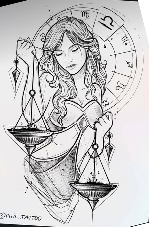 Woman Libra Tattoo, Libra Drawings Art Zodiac Signs, Libra Art Tattoo, Libra Zodiac Drawing, Libra Sketch, Zodiac Sketches, Libra Zodiac Sign Tattoo, Libra Drawing, Libra Goddess Tattoo