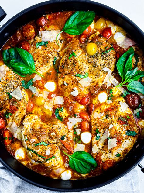 Chicken Pomodoro | Keto, Low-Carb, Gluten-Free - A Girl Called Adri Chicken Pomodoro, Edible Cookie Dough Bites, Chicken Paillard, Cookie Dough Bites, Fresh Chicken, Low Carb Chicken, Smoked Paprika, Italian Seasoning, Cherry Tomatoes