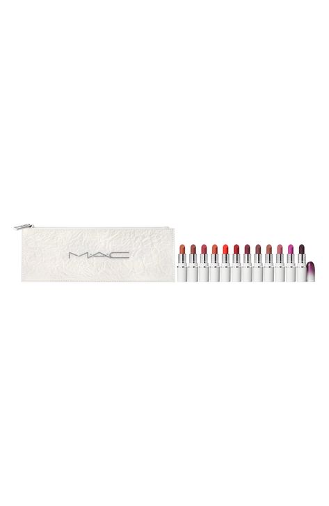 MAC Cosmetics Lips By The Dozen Mini Lipstick Set $180 Value available at #Nordstrom Apply Lipstick, Mini Lipstick, Kiss Lipstick, Lips Shades, How To Apply Lipstick, Orange Spice, Smooth Lips, Lipstick Set, Mac Mini