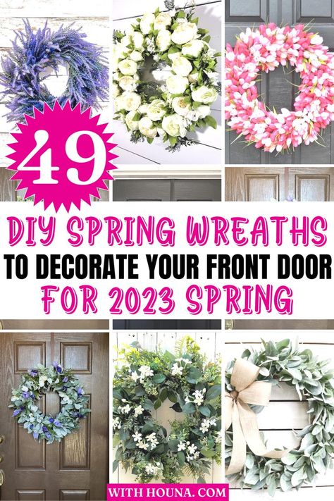 49 DIY Spring Wreaths to Decorate Your Front Door For 2023 Spring Season Spring Wreaths For Front Door Diy, Spring Wreath Ideas, Front Door Wreaths Diy, Kitchen Organizing Ideas, Rustic Spring Decor, Diy Backyard Patio, Diy Spring Wreath, Spring Front Door Wreaths, All Season Wreath