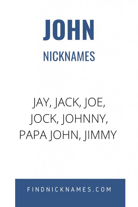 100+ Fantastic Nicknames for John — Find Nicknames #Nicknames #Boys #Guys #Husband Good Nicknames For Guys, Username Suggestions, John Name, Nicknames For Guys, Baby Nicknames, John Philip Sousa, Names With Nicknames, Funny Nicknames, Nancy Grace