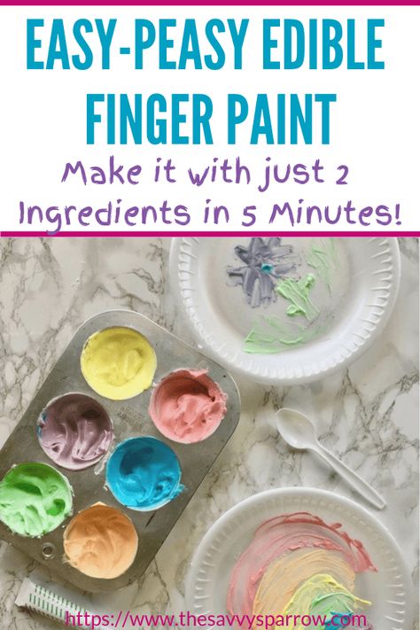 Homemade edible finger paint recipe for toddlers! A fun rainy day activity for kids!  Make this easy edible finger paint with just two ingredients that you probably already have in your kitchen.  Keep the kids entertained with this fun kids craft! Finger Paint Recipe, Edible Finger Paint, Fun Rainy Day Activities, Rainy Day Activities For Kids, Rainy Day Activity, Paint Recipe, Finger Paint, Edible Paint, Indoor Activities For Kids