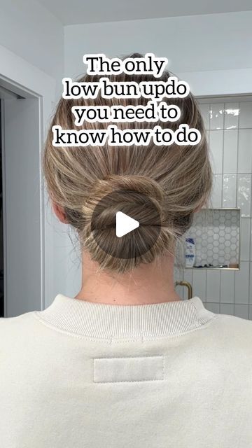 Lainey Ostrom on Instagram: "The only low bun updo you need to know how to do! Seriously! So easy and cute, especially with a chunky sweater or low cut shirt 😍🫶 - #updotutorial #easyupdos #easyupdo #lowbunhairstyle #lowbunhairstyles #winterhairstyles #chunkysweater #fallhairstyles #trendyhairstyles" Easy Updo Low Bun, Professional Low Bun Hairstyles, Low Chiffon Bun Wedding, Low Bun Hairstyles Fine Hair, Low Messy Buns For Short Hair, Low Lose Bun, Low Bun Hairstyles Medium Hair, Low Bun For Thick Medium Hair, French Low Bun