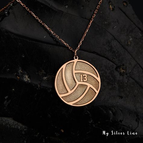 "Volleyball Necklace in Sterling Silver is made by hand in our workshop with care. All our jewelry is the most elegant choice for the Bridesmaids, friends, your loved ones and for yourself. Volleyball Necklace in Sterling Silver * Material: High Quality Solid 925 Sterling Silver. * Finish: Sterling Silver ∙ Gold ∙ Rose Gold. * All our jewelry is custom made by hand with care in our workshop. HOW TO ORDER ❓ * Select your necklace COLOR. * Choose necklace length from 14\" to 22\". The length optio Volleyball Accessories, Volleyball Necklace, Volleyball Jewelry, Volleyball Team Gifts, Custom Volleyball, Volleyball Practice, Volleyball Inspiration, Jewelry Ear, Pretty Jewelry Necklaces