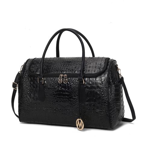 Elevate your travel experience with our exquisite Rina Crocodile Embossed vegan leather Duffle Bag, a luxurious fusion of style and functionality. Crafted from high-quality embossed crocodile-patterned vegan leather, this duffle bag exudes sophistication while remaining committed to cruelty-free and eco-friendly principles. Whether you are on a weekend getaway or an extended trip, our Rina Duffle bag combines style and practicality in one sophisticated package. Elevate your travel experience wit Weekend Travel Bags, Leather Duffle Bag, Leather Duffle, Luggage Accessories, Blue Bags, Duffel Bag, Weekender Bag, Crossbody Strap, Interior Details