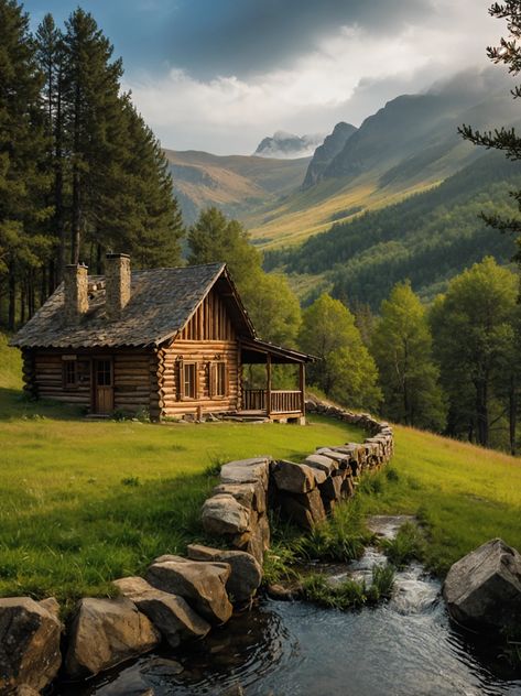 Mountain Stream Home Log Cabin Landscape, Cabin Landscape, Remote Cabin, Dream Cabin, Cottage Life, Mountain Stream, Cozy Cabin, Cabin Homes, Adventure Awaits