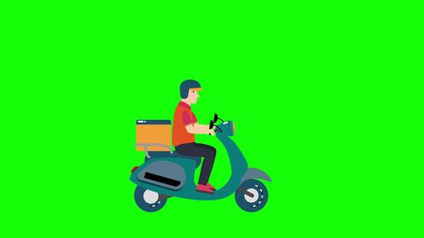 A delivery man riding a scooter on green background 4k animation. Online order and home delivery concept looped animation. Delivery man on green screen driving a motorbike. Food delivery service. Delivery Animation, Happy Dance Video, Delivery Video, Cartoon Maker, Food Delivery Service, Gray Headboard, Background 4k, Photo Background Images Hd, Grey Headboard