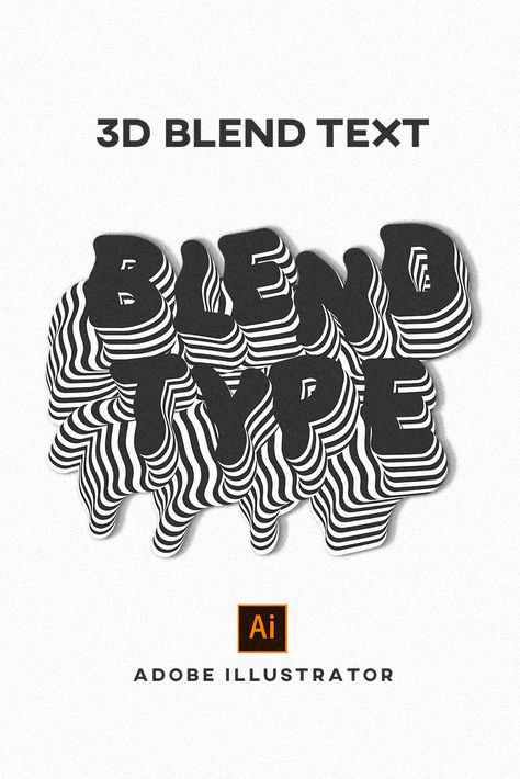 Create interesting 3D blend text effect in Adobe Illustrator. Warped Text Illustrator, Logo On Illustrator, Text Effect Illustrator Tutorial, 3d Text In Illustrator, Illustrator Hacks Text, Blend Text Illustrator, 3d Illustrator Adobe, Cool Text Effects Illustrator, Text Effects In Illustrator