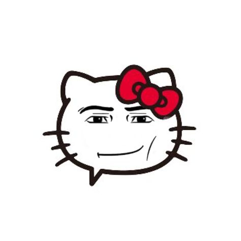 Hello Kitty The Rock Face, Male Hello Kitty Pfp, Hello Kitty Thumbs Up, Kitty Face Drawing, Hello Kitty With Grills, Chad Face, Hello Kitty Face Paint, Sticker Hello Kitty, Art Hello Kitty