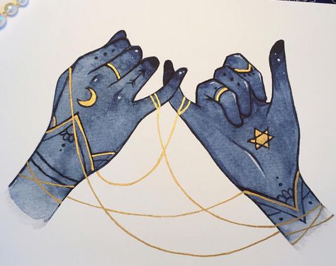 Pinky promise Tattoo Moon, Art Sketches Doodles, Arte Inspo, Witch Art, Art Et Illustration, Art And Illustration, Moon Tattoo, Amazing Art, Art Sketches