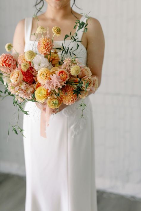 My wedding bouquet! I wanted a bright and summery wedding that was both fun but classy. (We're a young couple so we wanted our wedding to feel fresh) I asked my amazing florist (@daisydaisyflorals) for a peach toned bouquet that used a lot of non-rose flowers and she delivered perfectly. Peach Bridal Bouquet, Bridal Bouquet Coral, Bridal Bouquet Peach, Coral Peonies, Rose Wedding Bouquet, Peony Wedding, Coral Wedding, Young Couple, Rose Flowers