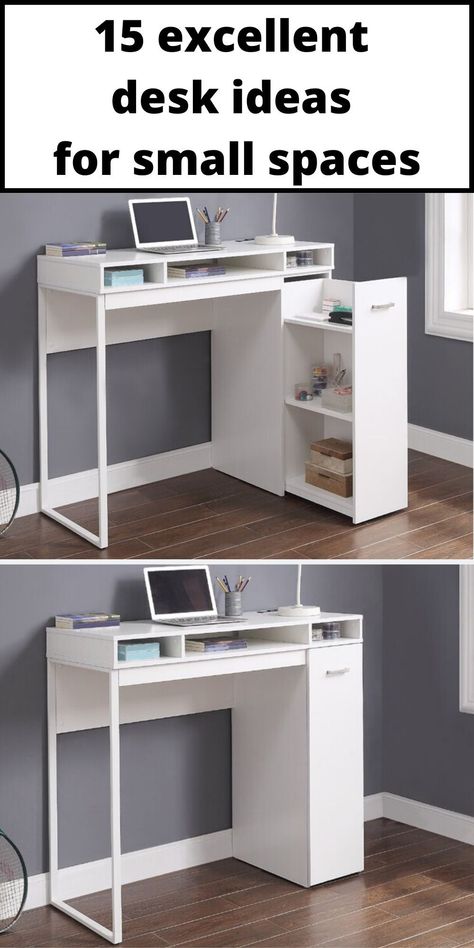 White standing desk with storage Organization Ideas For Office, Standing Desk Storage, Standing Desk With Storage, Desk Ideas For Small Spaces, White Standing Desk, Desks Ideas, Desk With Wheels, Small Standing Desk, Office Revamp