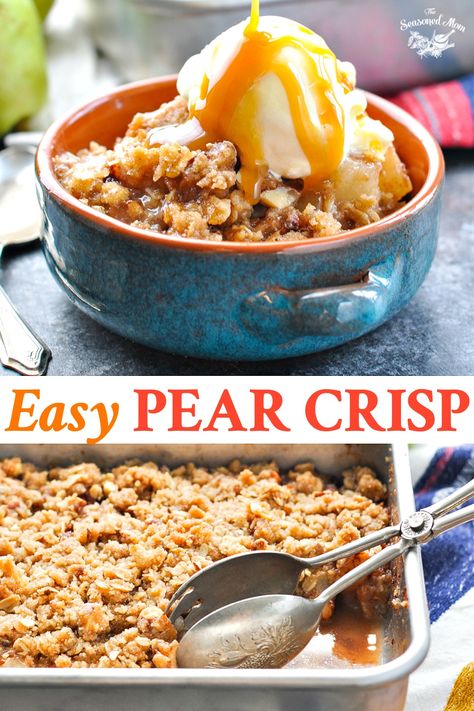 Easy Pear Crumble, Baking With Pears Dessert Recipes, Hot Pear Dessert, Peaches And Pears Recipes, Pear Food Ideas, Fresh Pears What To Do With Healthy, Pear Apple Crisp Easy Recipes, Baked Pear Recipes Easy, Recipes With Pears Simple