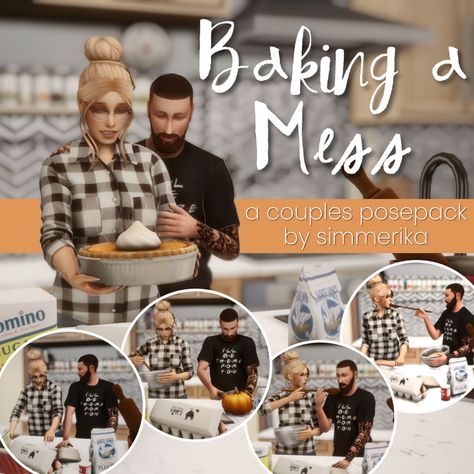 Sims 4 Baking Poses, Cooking Poses, Couples Baking, Sims 4 Couple, Fall Inspired Drinks, Stylish Poses, Sims4 Poses, Fall Poses, Sims 4 Poses