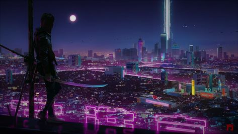 #cyber #neon #city #technology #futuristic #digital #1080P #wallpaper #hdwallpaper #desktop Wallpapers Pc, Pc Wallpapers, Desktop Wallpaper Art, Cyberpunk City, Pc Wallpaper, City Wallpaper, Cyberpunk Art, Cyberpunk 2077, Wallpaper Art