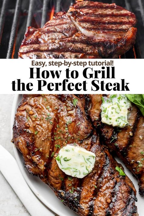 Steak On Gas Grill, Grilled Steak Dinner, Recipes Grill, Grilling The Perfect Steak, Grilled Steaks, Grilled Ribeye Steak, Ribeye Steak Recipes, The Perfect Steak, Cooking The Perfect Steak