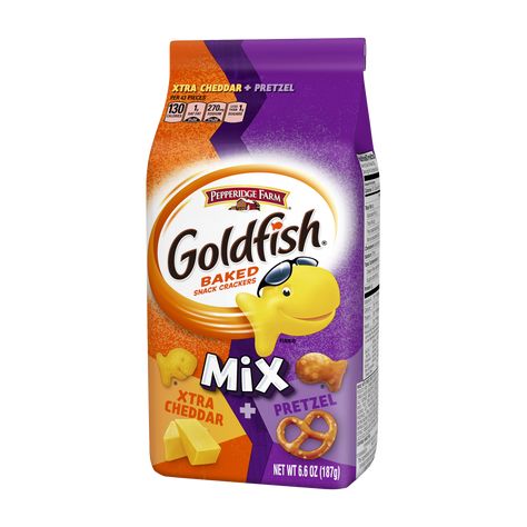 Goldfish Mix Xtra Cheddar + Pretzel Baked Snack Crackers - Pepperidge Farm Pretzel Crackers, Goldfish Snack, Snack Crackers, Pretzel Snacks, Cheddar Crackers, Wheat Crackers, Baked Crackers, Goldfish Crackers, Pepperidge Farm