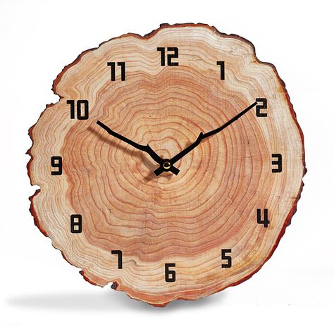 PRICES MAY VARY. [High Quality Material] - Crafted from premium quality wood, our wall clock boasts a high-quality construction that is built to last. The special craftsmanship gives the clock a raw wood texture, enhancing its aesthetic appeal and providing a unique touch to any room. [Sturdy and Enduring] - With a thickness of 0.4 inches, our 12-inch wall clock features a sturdy and Enduring wooden board construction. This ensures that the clock will withstand the test of time and remain a reli Huge Wood Wall Clock, Wood Art Wall Clocks, Timber Wall Clock, Rustic Wood Clocks Overstock, Denali Wall Clock, Tree Rounds Clock, Wood Signs Wall Clocks, Wooden Wall Clock Living Room, Handmade Wall Clocks Kitchen