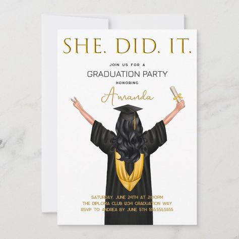 Graduation Party Planner, She Did It Graduation, Master Graduation, Graduation Art, Invite Ideas, Grad Invitations, She Did It, Minimalist Photos, Graduation Invitation