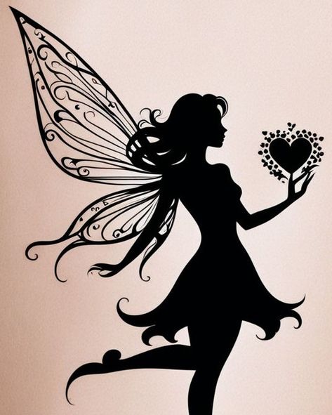 "Sleek Fairy Silhouette" Simple, flowing black ink fairy with butterfly and stars, perfect for minimalist design. #SleekFairy #MinimalistTattoo #BlackInkArt #TattooInspiration Fairy Silhouette Simple, Butterfly And Stars, Black Ink Art, Fairy Silhouette, August 8, Minimalist Tattoo, Free Downloads, Minimalist Design, Sleek