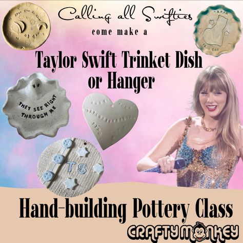 Taylor Swift Clay workshop Taylor Swift Pottery, Taylor Swift Crafts, Clay Workshop, Taylor Swift Inspired, Painting Workshop, Diy Pottery, Pottery Classes, Creative Workshop, Shake It