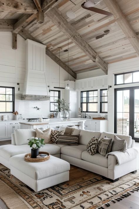 Looking to give your barndominium’s ceiling a stylish makeover? Check out these 10 fabulous ceiling design ideas that perfectly blend modern elegance with rustic charm. From wooden beams to sophisticated panels, discover how you can transform your interior and cozy up your space. Each idea adds character and visual interest, helping you create the inviting atmosphere you desire. Say goodbye to plain ceilings and hello to beautiful, eye-catching features in your barndominium that truly stand out! Rustic Wood Ceiling, Exposed Trusses, Wood Plank Ceiling, Drywall Ceiling, Ceiling Design Ideas, White Beams, Plank Ceiling, Porch Windows, Faux Wood Beams