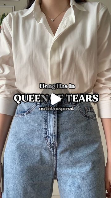 Elaine Alethea / Leinnns on Instagram: "[part 3] recreate Hong Hae In’s outfit from Queen Of Tears 🖤✨ i love her casual fits so much🥹  menurutku ini outfit simple yang bisa di recreate buat daily 🤩 looknya business casual gitu, cocok buat hangout atau acara semi formal lainnyaa 💙 btw ini kemeja yang aku pake juga pas recreate outfit Do Do Hee, wajib punyaa! link 450a yaa   #kdrama #koreanstyle #queenoftears #outfitinspiration" Hae In Queen Of Tears Outfits, Queen Of Tears Outfits, Hong Hae In Outfit, Outfit Semi Formal, Semi Casual Outfit, Hae In, Semi Formal Outfit, True Autumn, Semi Formal Outfits