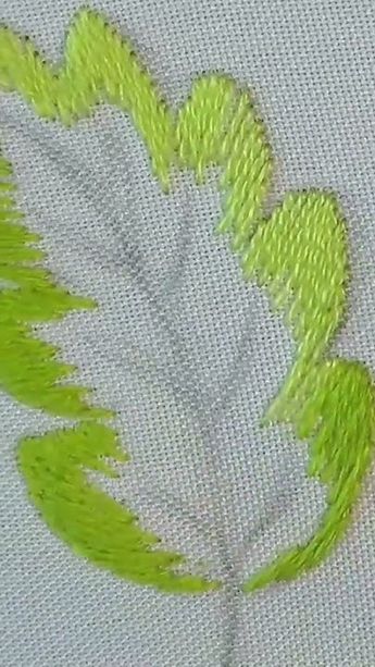 Long And Short Stitch, Long Shorts, Green Leaf, Green Leaves, Embroidery, Green