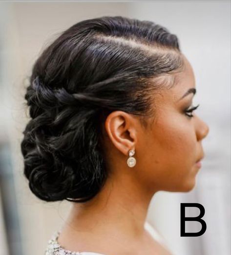 Natural Hair Updos Wedding, Simple Bridesmaid Hair Black Women, African American Updo Hairstyles Wedding, 4c Bridesmaid Hairstyles, Braidmaids Hairstyles Medium Hair, Black Brides Hairstyles Updo, Low Bun Bridal Hair Black Women, Natural Updo Hairstyles Wedding, Natural Hair Wedding Updo